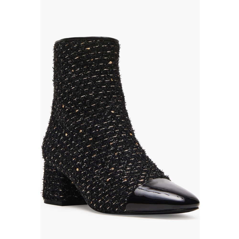 Steve Madden Eiffel Bootie Black & Gold Tone Multi Texture Women's Size 7.5